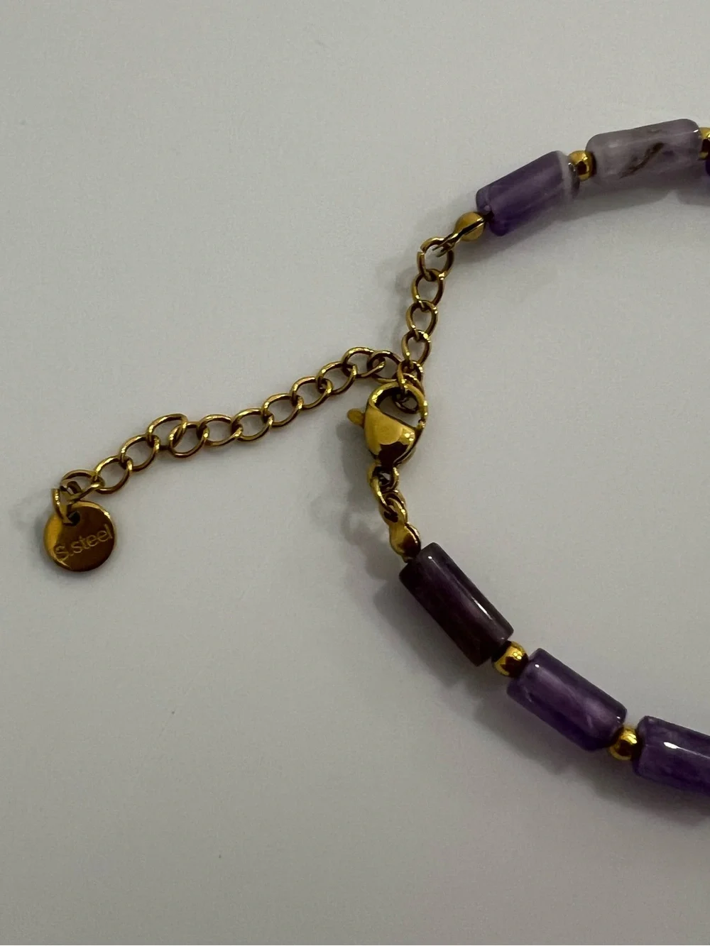 Amethyst Gemstone Stainless Steel Bracelet